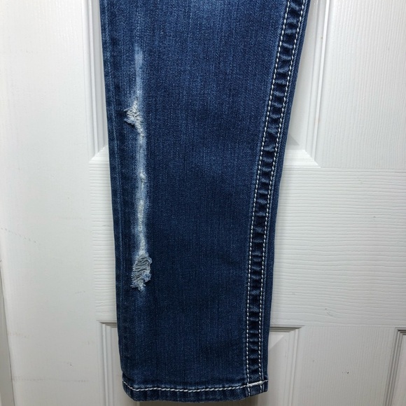 Miss Me Stretchy Distressed Detail Mid Rise Skinny Medium Wash Jeans  29 - Picture 5 of 15